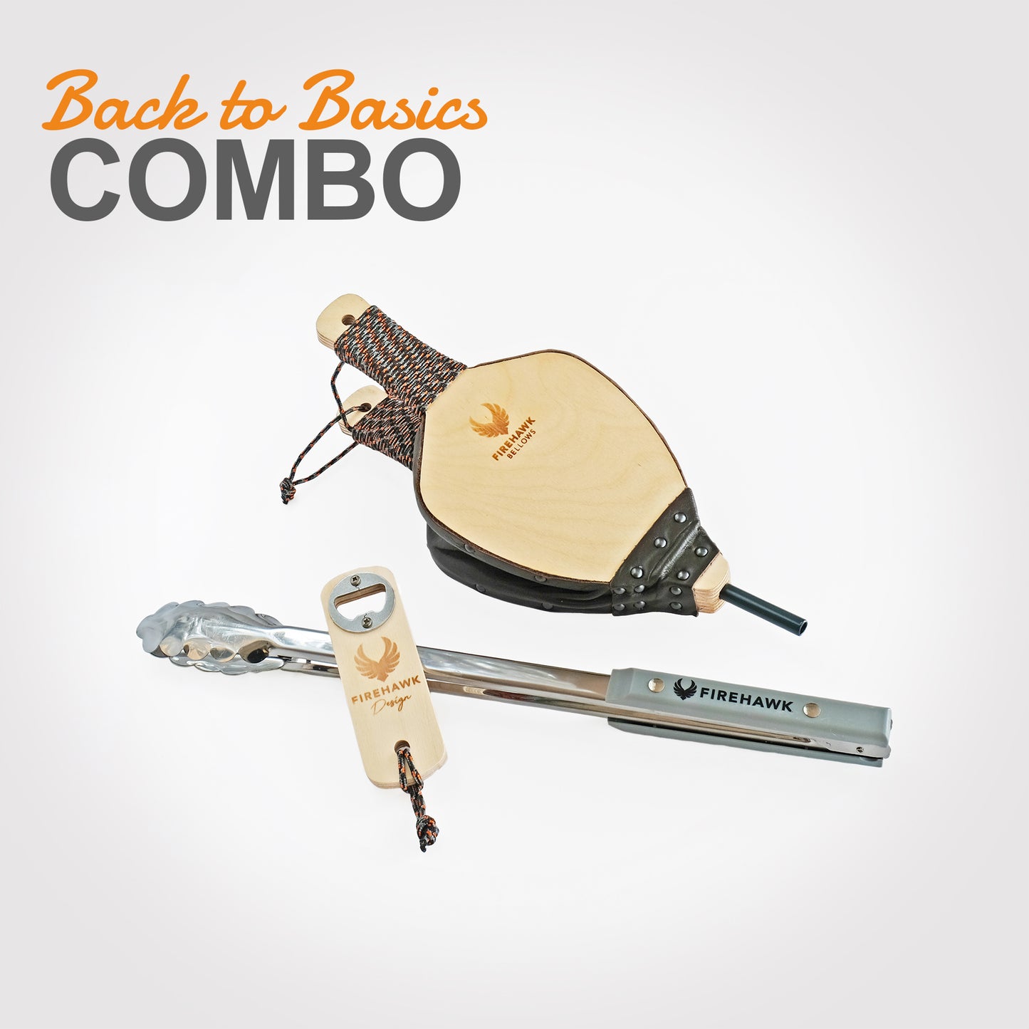 Small COMBO Back-to-Basics Bellow with Bottle opener and Braai tongs